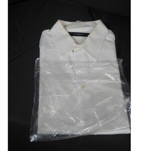 Givenchy Paris Mens White Mesh Panel Button Down Shirt Long Sleeve Sporty 16.5
